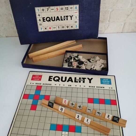 Vintage Equality Board Game, Numerical Numbers Mathematical Game Tiles - Picture 1 of 4